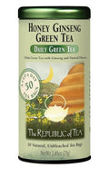 The Republic of Tea Honey Ginseng Green Tea 50 Tea Bags Tin Flavored Caffeinated