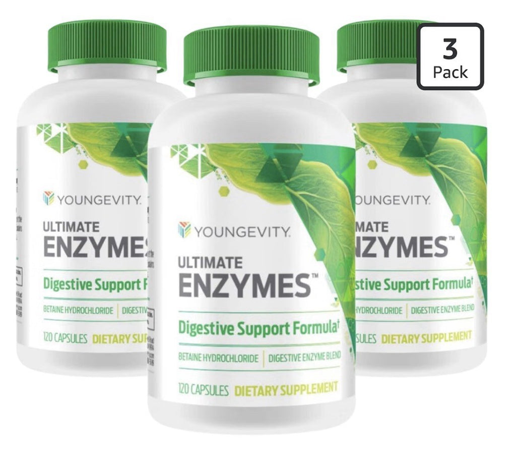 3 Pack Youngevity Ultimate Enzymes Digestive Support Formula Gas Bloating Relief