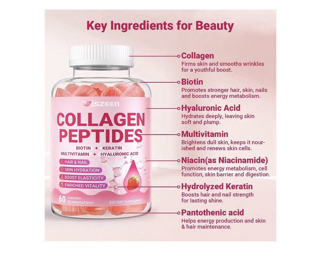 Wiszeen Collagen Peptides Gummies for Women Hydrolyzed with Biotin 2 Pack