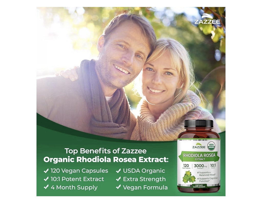 Zazzee Rhodiola Rossa Extract Supports Balanced Mood Cognitive Function 120 Caps