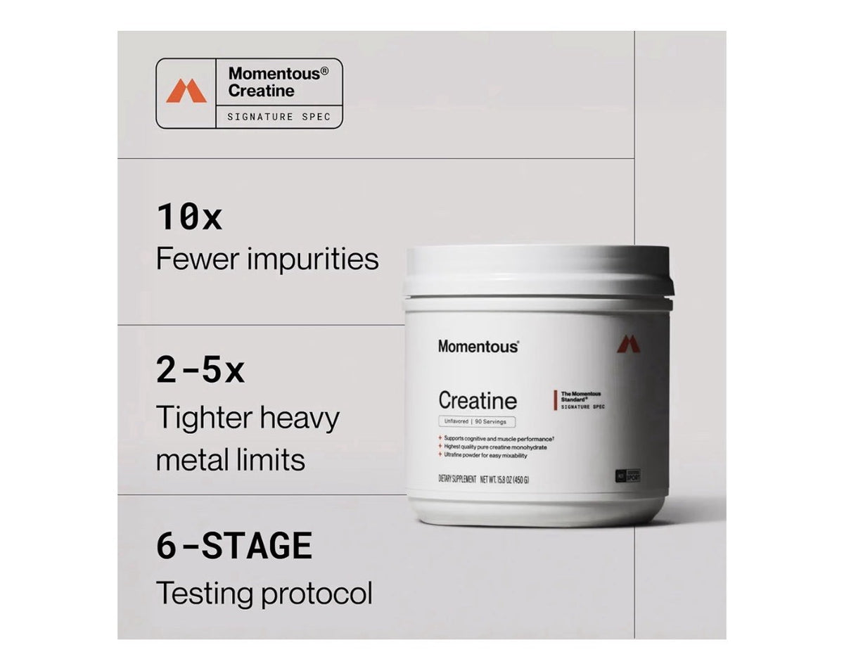 Momentous Creatine Monohydrate Powder Cognitive Muscle Performance 90 Servings
