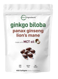 Micro Ingredients Ginkgo Biloba Panax Ginseng Lion’s Mane 400 Softgels