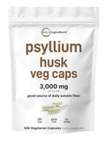 Micro Ingredients Psyllium Husk Capsules 3000mg Per Serving 500 Capsules