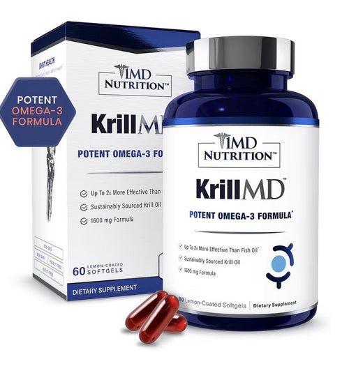 1MD Nutrition KrillMD Antarctic Krill Oil Omega 3 Astaxanthin EPA DHA 60Softgels