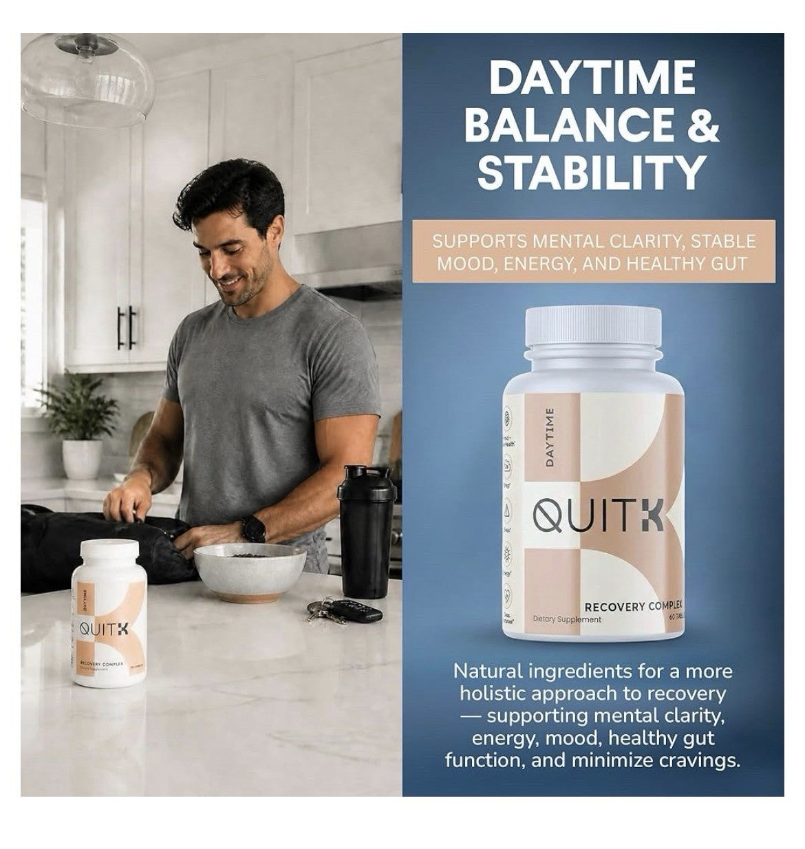 QUITK Withdrawal and Recovery Complex Day And Night Detox Support 90 Day Supply.