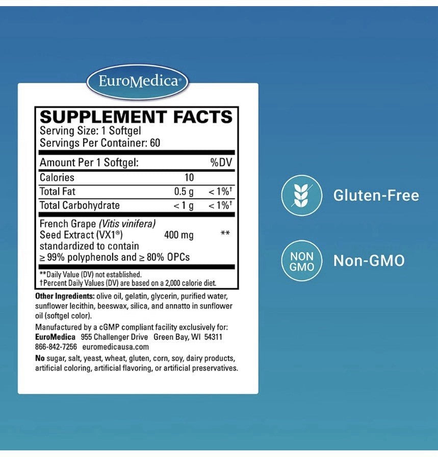 EuroMedica Clinical OPC Cardiovascular Health Cellular Protection 60 Softgels
