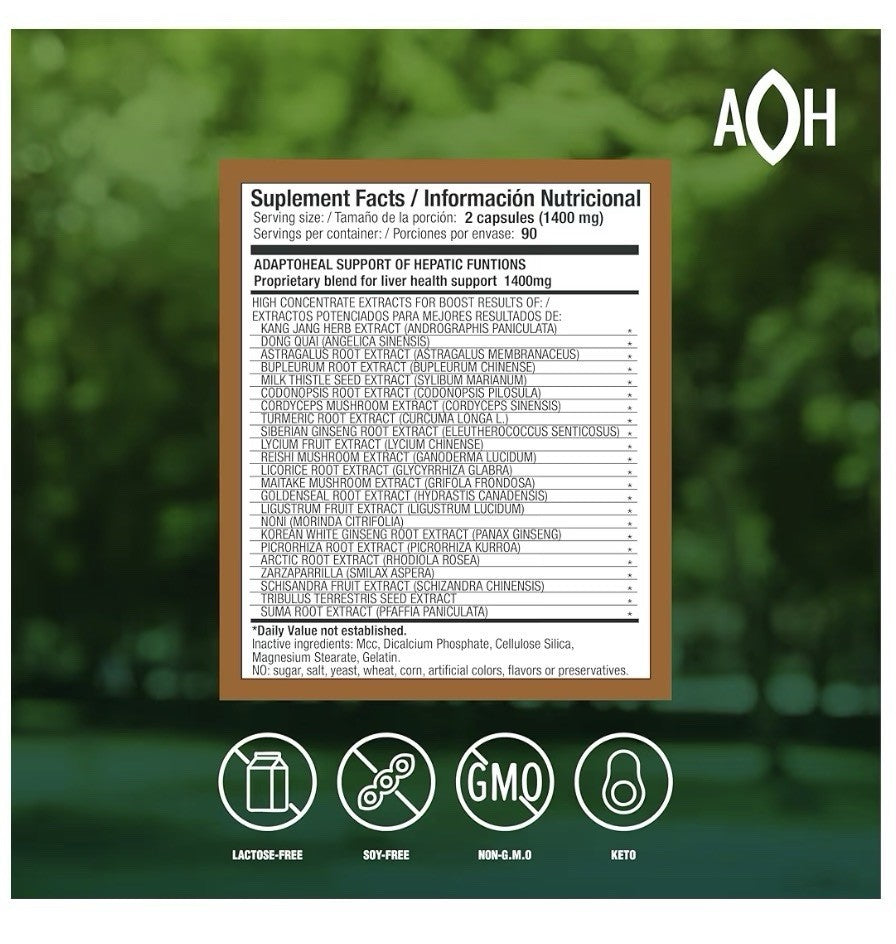 ADAPTOHEAL Liverheal Adaptogenic Blend Liver Health Support Cleanse 180 Capsules