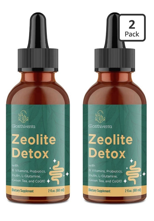 2 Pack Glorithiventa Zeolite Detox Liquid Drops With Vitamin B Probiotic Blend