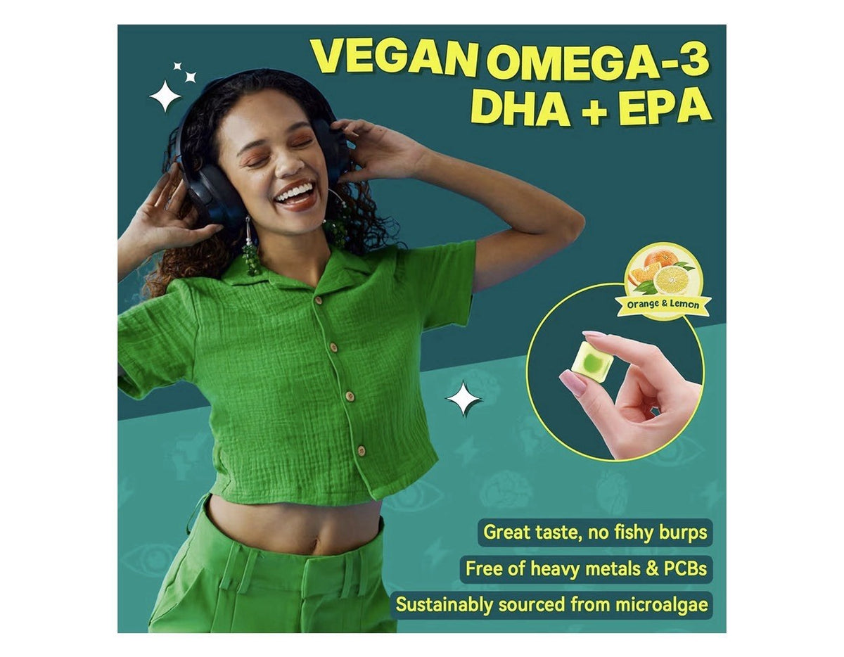 Neviss Vegan Algae Omega-3 DHA + EPA Gummies for Adults No Fishy Taste 60Gummies