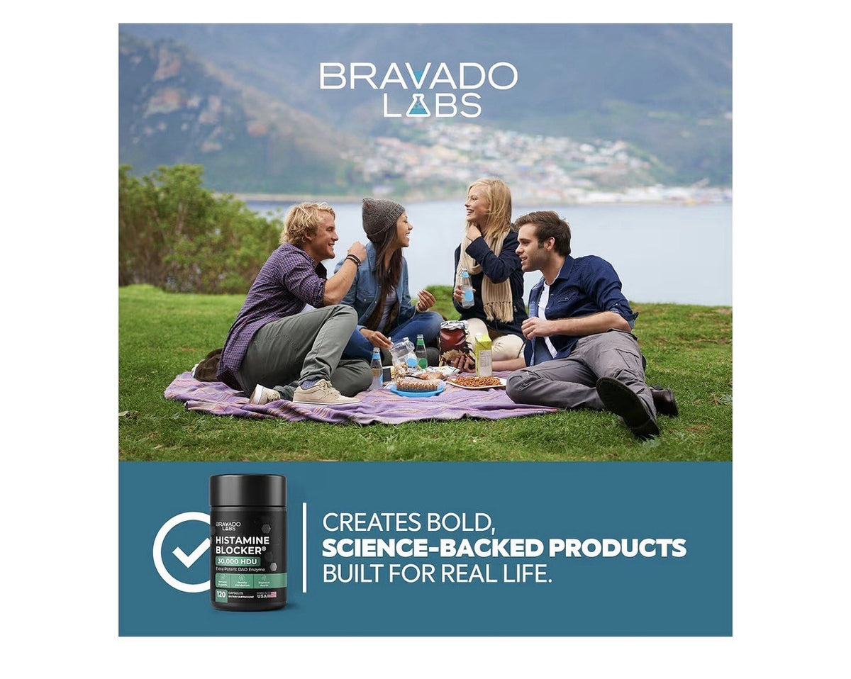Bravado Labs Histamine Blocker 30,000 HDU Extra Potent DAO Enzyme 120 Capsules