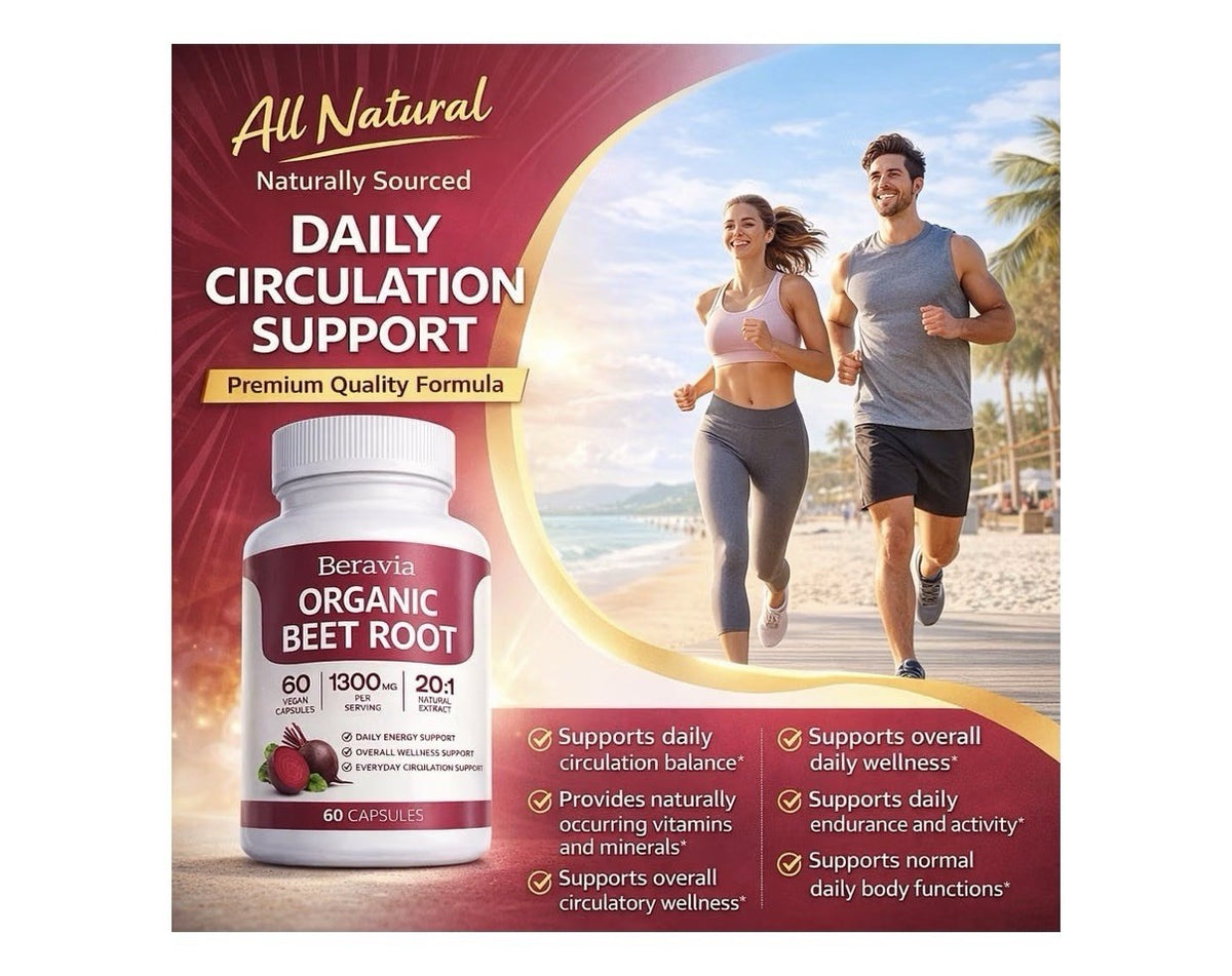 Beravia Organic Beet Root Circulation Support Overall Wellness Support 60capsule