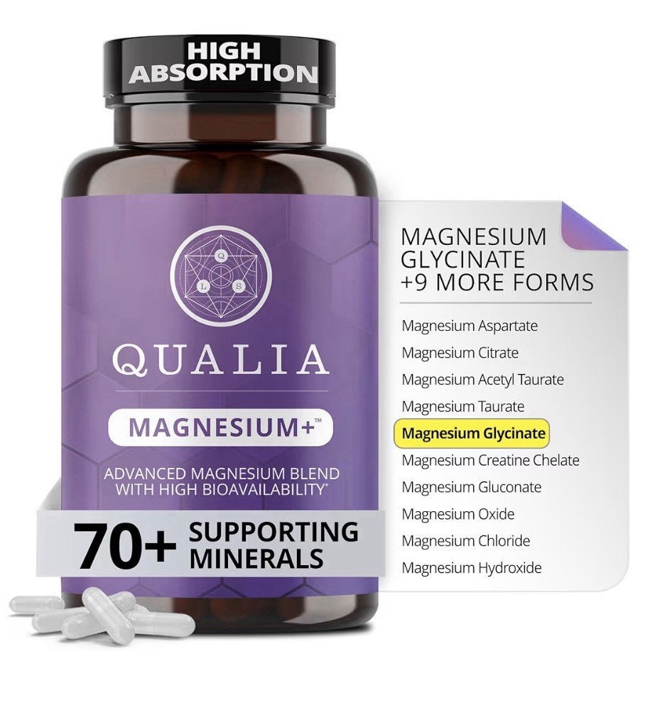 Qualia Magnesium+ Advanced Magnesium Blend 70+ Supporting Minerals 56 Capsules