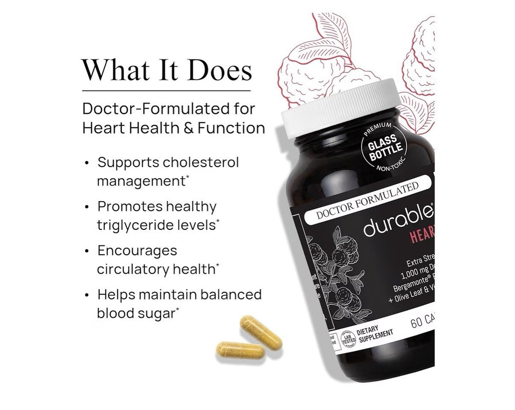 Durable Heart Bergamonte Citrus Bergamot 1,000 mg + Olive Leaf Extract 60Capsule