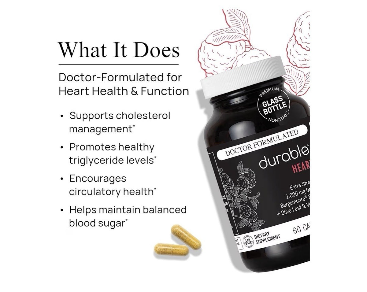 Durable Heart Bergamonte Citrus Bergamot 1,000 mg + Olive Leaf Extract 60Capsule