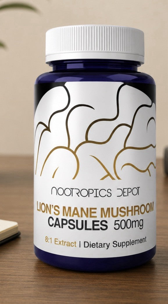 Nootropics Depot Lions Mane Mushroom 500mg 8:1 Extract 60 Capsules Supplement