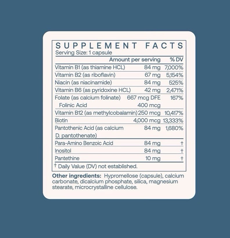 BodyBio Vitamin B+ Complex Energy Brain Function Support Metabolic Balance 90cap