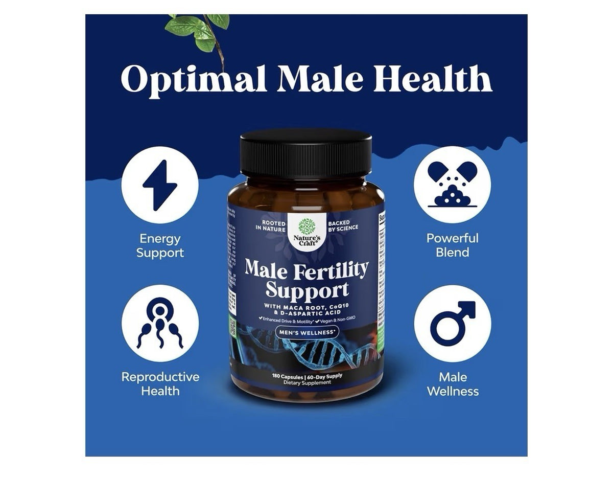 Natures Craft Male Fertility Support Semen Volume Booster Enhance Mobility 180Ca