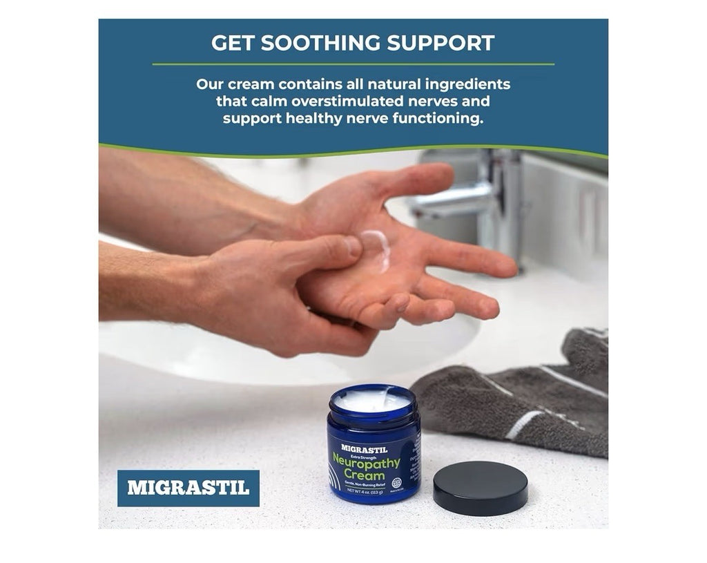 Migrastil Neuropathy Relief Cream Extra Strength for Feet Legs Hands Cooling 4oz
