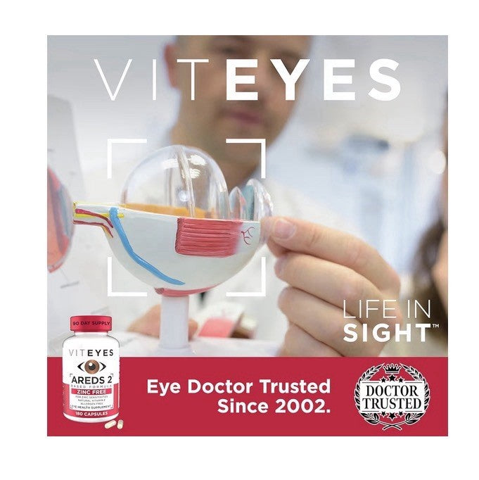 Viteyes AREDS 2 Zinc Free Macular Support Allergen Free Eye Vision Health 180cap