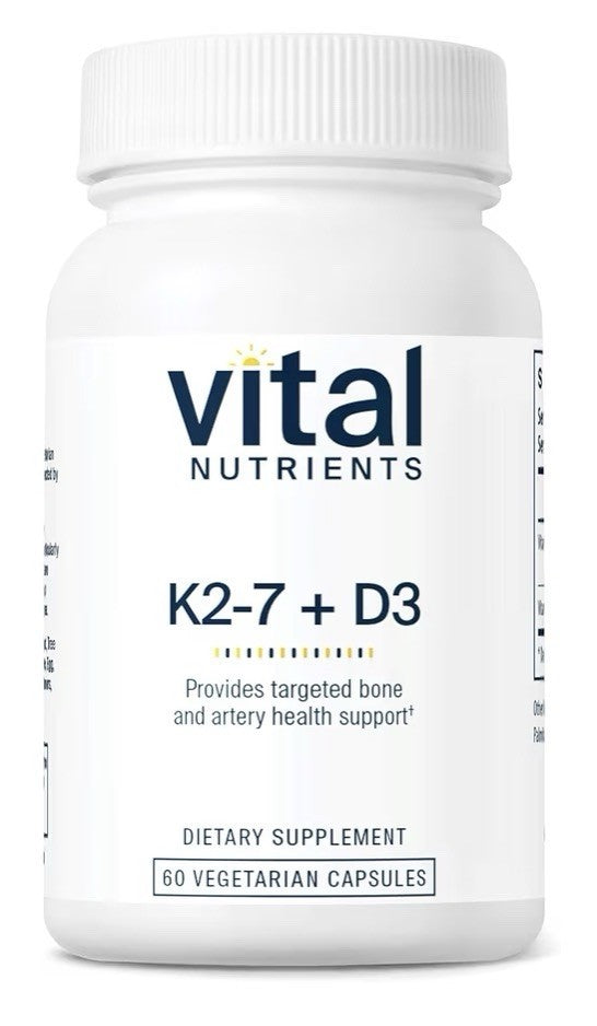 Vital Nutrients Vitamin K2-7 + D3 Vitamin D3 K2 K7 Bone Artery Health 60capsules