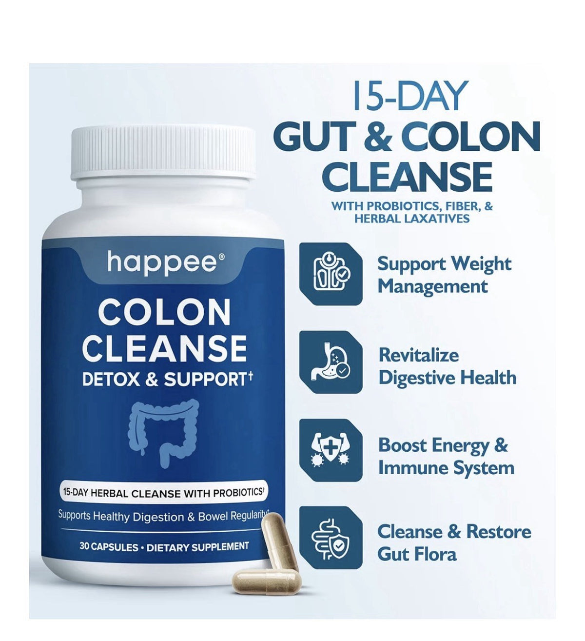 Happee Colon Cleanse Detox & Support Bowel Regularity Support 15 Day Cleanse 30C
