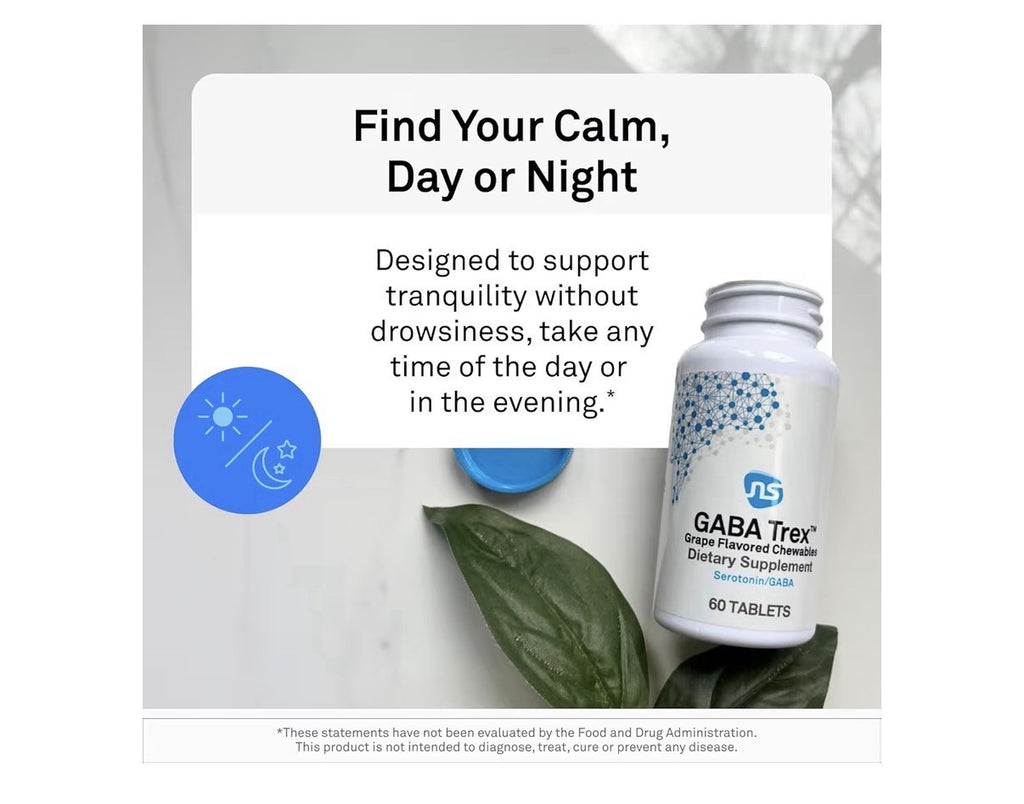 Neuroscience GABA Trex Grape Flavored Chewables Calm Aid Stress Support 60Tablet