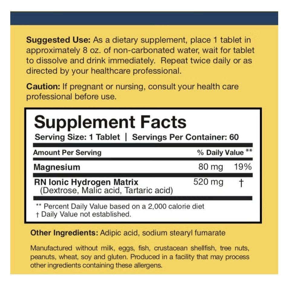 Researched Nutritionals H2 Absorb Molecular Hydrogen Energy Healthy Aging 60Tabs