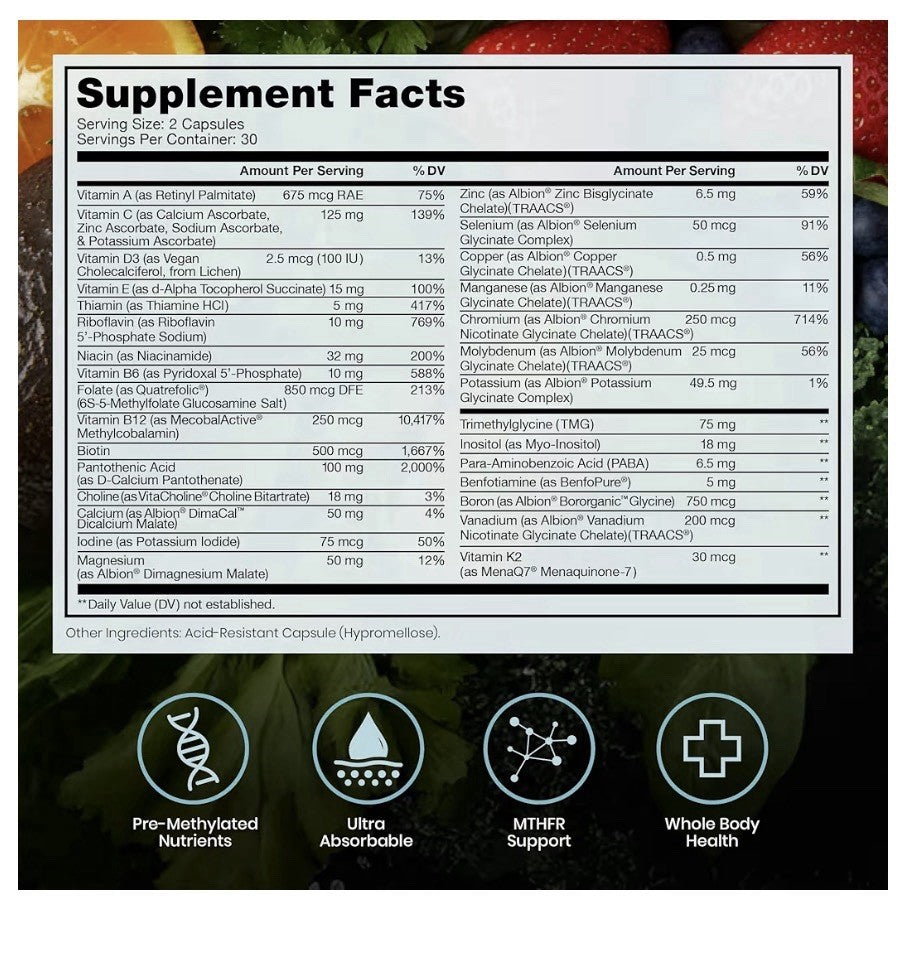 Pure Therapro Rx Methyl Multi Without Iron Methylated Multivitamin 60 Capsules