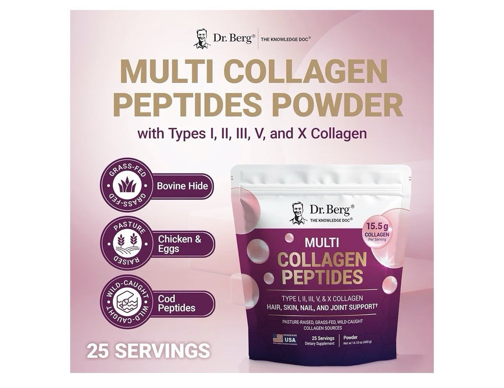 Dr. Berg Multi Collagen Peptides Powder Types I, II, III, V, X Unflavored Powder