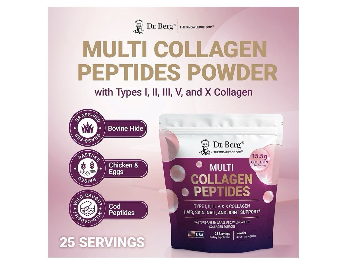 Dr. Berg Multi Collagen Peptides Powder Types I, II, III, V, X Unflavored Powder