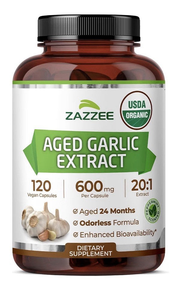 Zazzee Organic Aged Garlic Extract Aged 24 Months Immune Circulation 120capsules