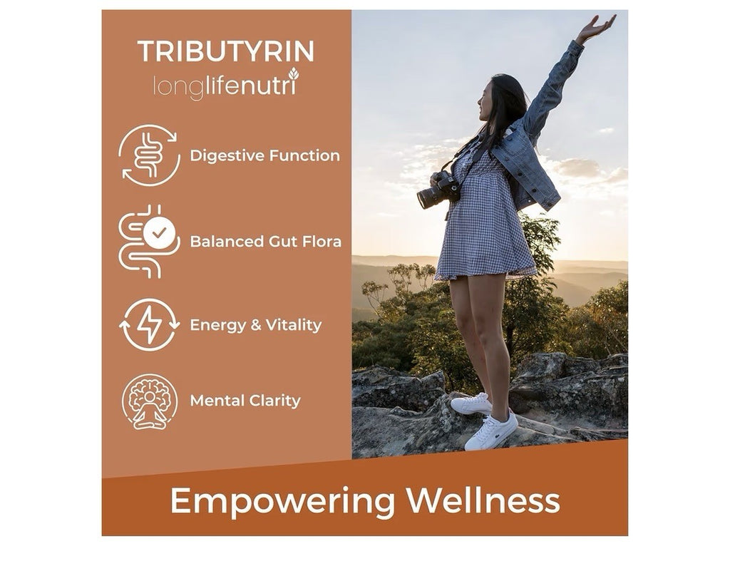 LongLifeNutri BioGutyrin Tributyrin 500mg Postbiotic Supplement 120 Capsules