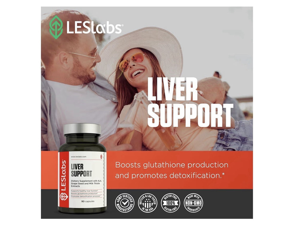 LES Labs Liver Support Promotes Healthy Liver Glutathione Detoxification 90 Caps
