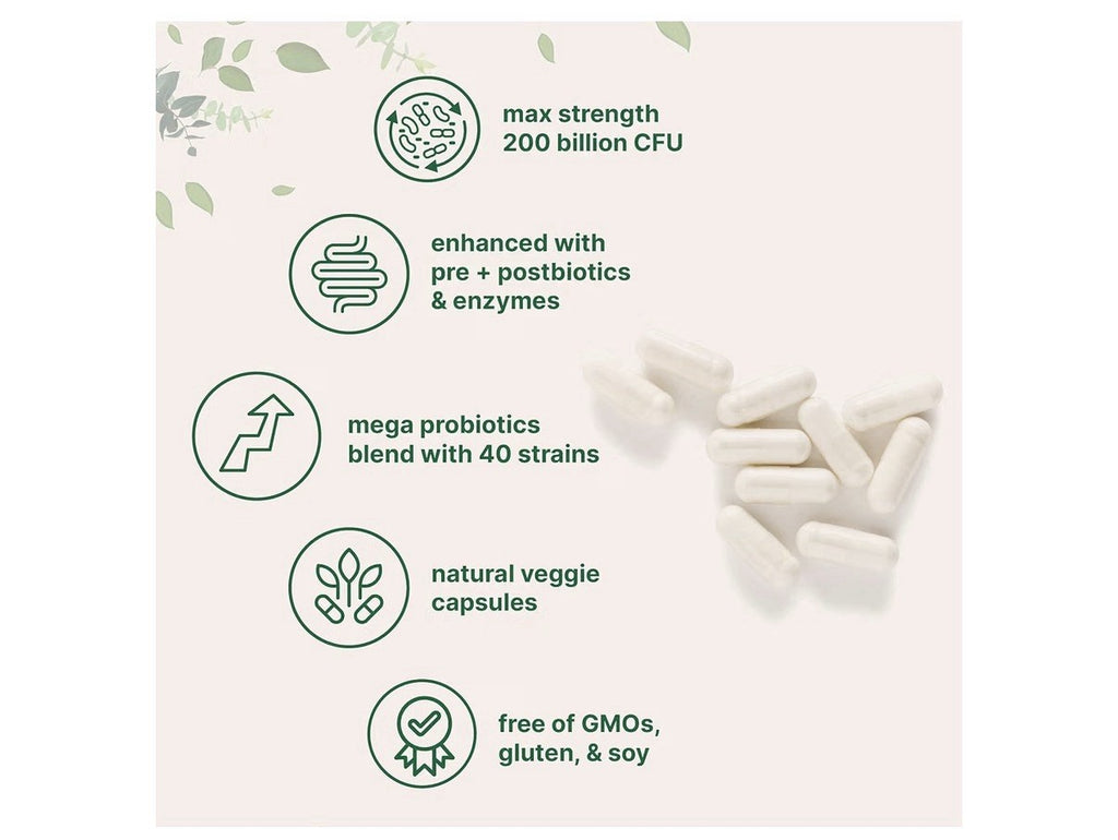 Micro Ingredients Mega Probiotics 40 Strains 200 Billion CFU 120 Veggie Capsules