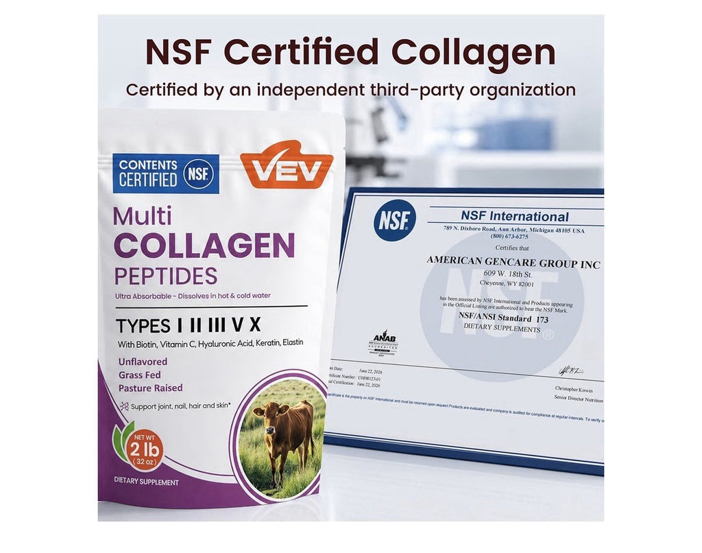 VEV Multi Collagen Peptides Powder Types I, II, III, V & X Unflavored 82 Serving