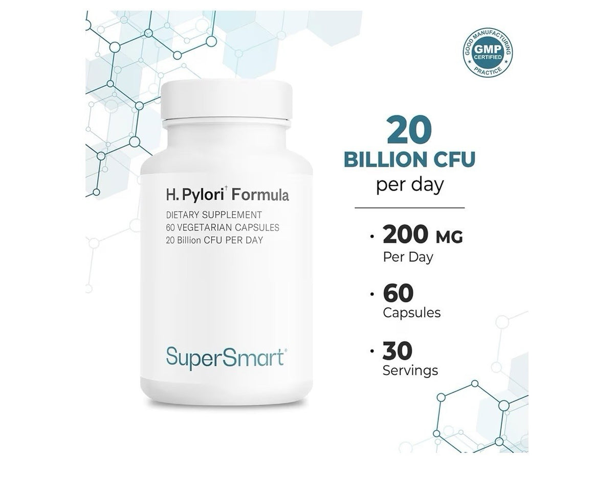 Supersmart H. Pylori Formula 20 Billion CFU per Day High Potency 60 Capsules