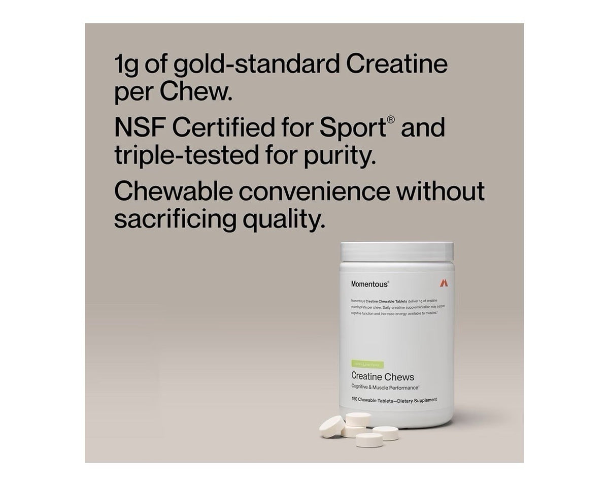 Momentous Creatine Chews Cognitive & Muscle Performance 150 Tablets Lemon Lime
