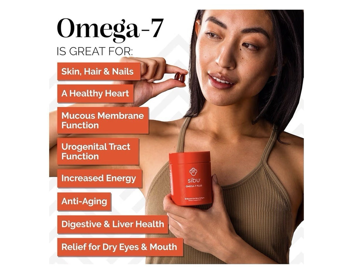 sibu Omega-7 Plus Sea Buckthorn Vitamin D3 Omega 3 DHA 60 Softgels