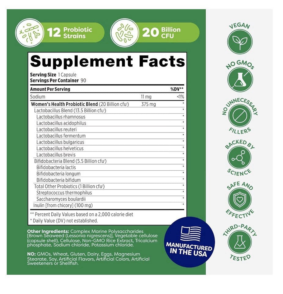 Probulin Womens Probiotic + Prebiotics Urinary Tract & Vaginal Health 90Capsules
