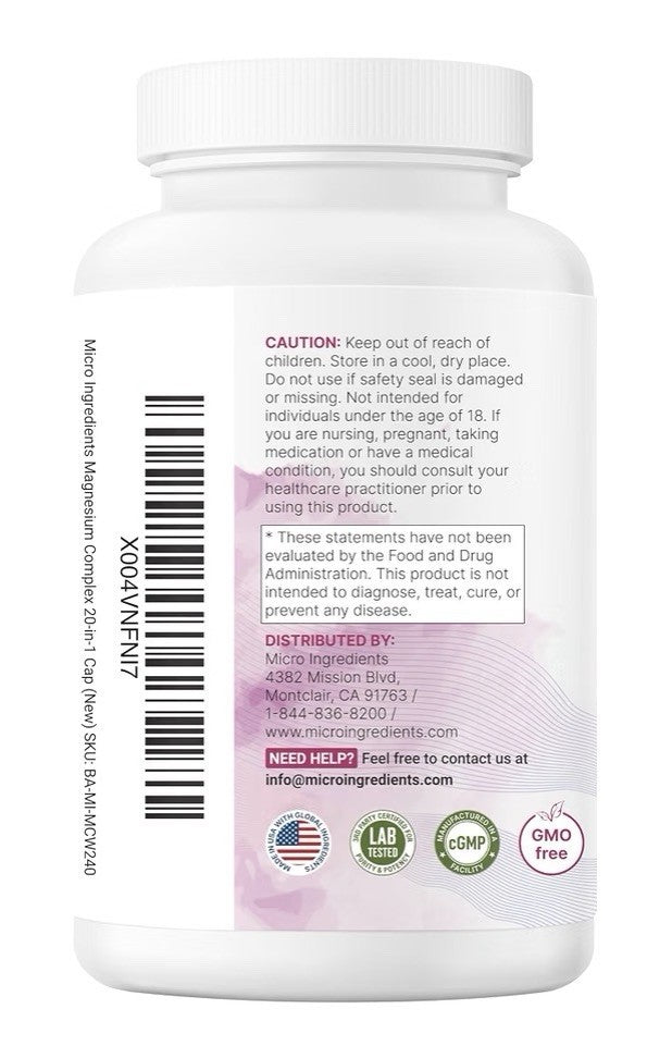 Micro Ingredients Magnesium Complex for Women Clean Ingredients 240 Capsules