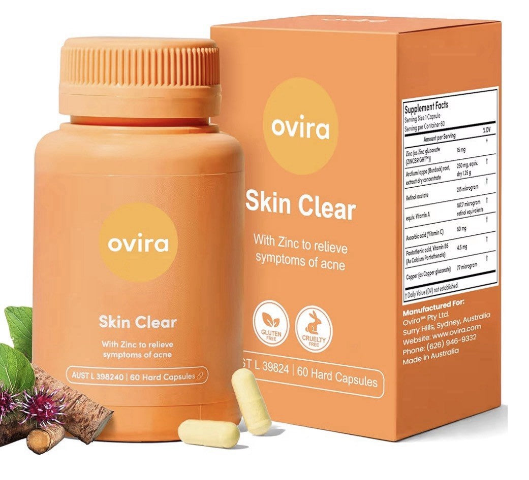 Ovira Skin Clear with ZINCBRIGHT for Clear & Glowing Skin Acne Treatment 60Caps