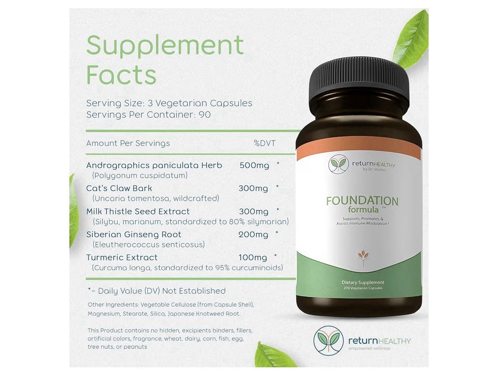 Return Healthy Foundation Formula Immune Modulation Tick Immune Support 270 Caps