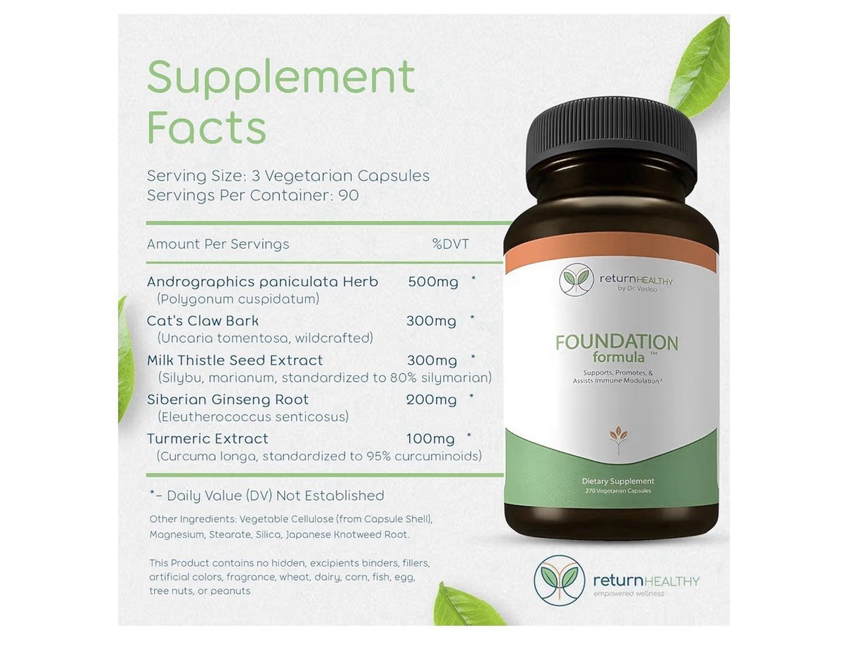 Return Healthy Foundation Formula Immune Modulation Tick Immune Support 270 Caps