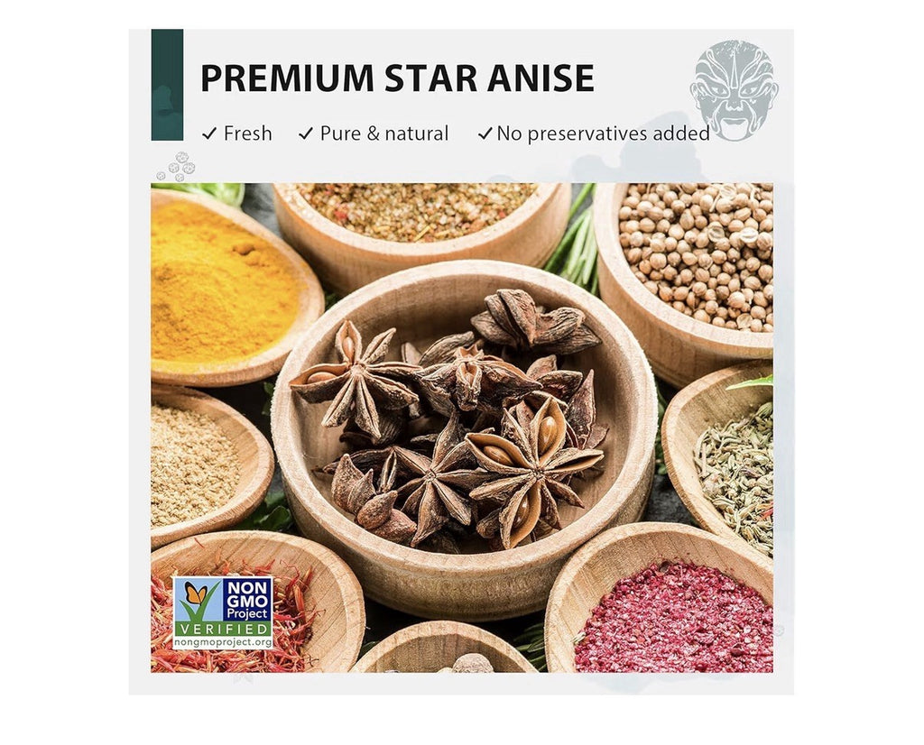 Soeos Star Anise Dried For Beverages, Cooking, Baking Whole Star Anise 4oz