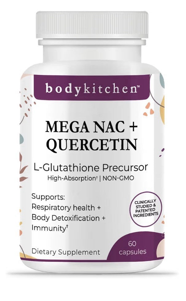 2 Pack Body Kitchen MEGA NAC + Quercetin L-Glutathione Precursor Detox Immune