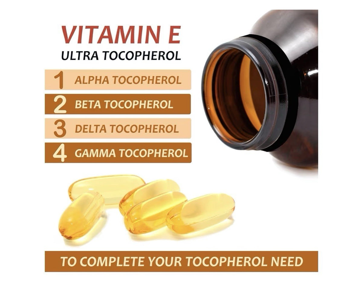 Procapsin Vitamin E IU Ultra Tocopherol 1000 IU Vegan All 4 Tocopherols 60 Caps