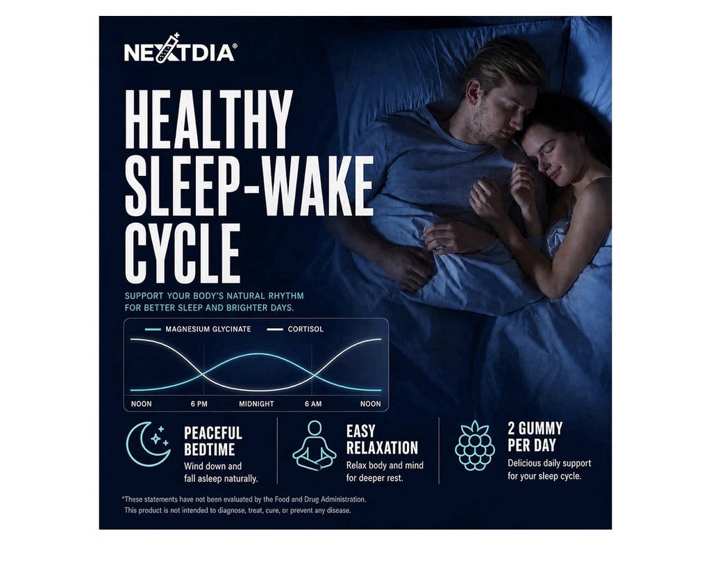 Nextdia Sleep Well MelatoninFree Adult Sleep Magnesium Glycinate 60 Gummies