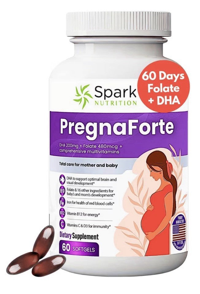 Spark Nutrition Pregnaforte 1 a day Prenatal vitamins for women 2 month Supply