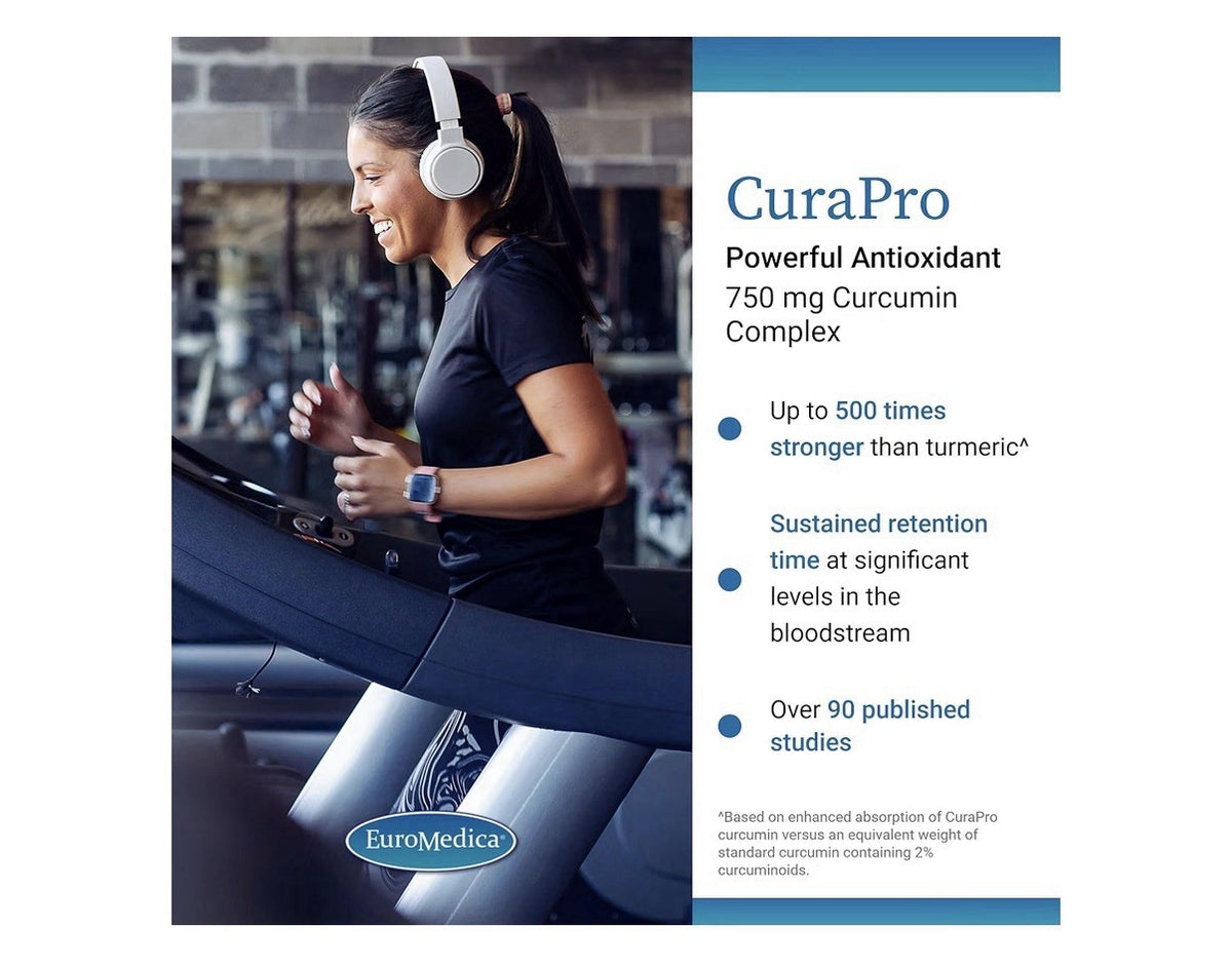 EuroMedica CuraPro 750mg Curcumin Complex Antioxidant Supplement 120 Softgels
