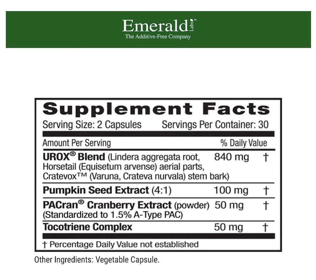 EMERALD LABS Bladder Health With UROX Blend Urinary Tract Support For Women &Men